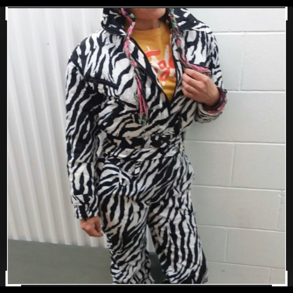 Obermeyer Black and White Zebra-Print Ski Suit Jacket
